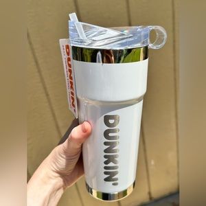 DUNKIN DONUTS 24oz Travel Mug/Tumbler Stainless Steel Brand New 2020 White